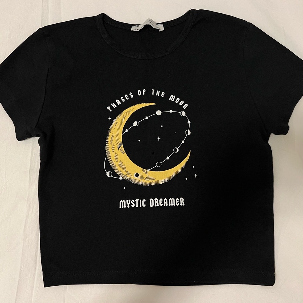 Pull&Bear moon graphic tee in black